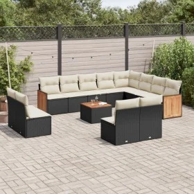Garden sofa set with 13 pieces of black synthetic rattan and cushions. by , Garden sets - Ref: Foro24-3260558, Price: 762,46 ...
