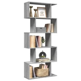 5-level Sonoma gray wood divider bookcase 70x24x161 cm by , Bookcases and shelves - Ref: Foro24-858098, Price: 60,54 €, Disco...