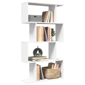 4-level white engineered wood divider bookcase 70x24x129cm by , Bookcases and shelves - Ref: Foro24-858102, Price: 54,18 €, D...