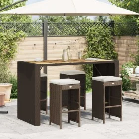Gartenbarhocker mit 4 Stück braunen PE-Rattan-Kissen von , Gartenstühle - Ref: Foro24-368688, Preis: 257,16 €, Rabatt: %