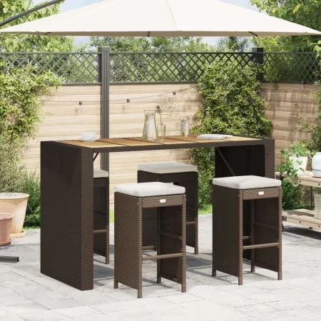 Garden bar stools with cushions 4 pcs brown PE rattan by , Garden chairs - Ref: Foro24-368688, Price: 256,86 €, Discount: %