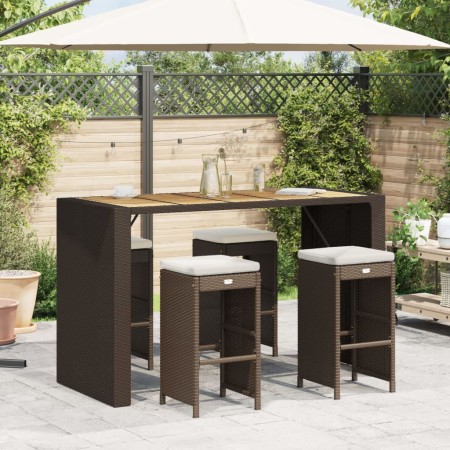 Gartenbarhocker mit 4 Stück braunen PE-Rattan-Kissen von , Gartenstühle - Ref: Foro24-368688, Preis: 228,80 €, Rabatt: %