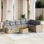 Garden sofa set with beige mixed cushions, 9 pieces, PE rattan. by , Garden sets - Ref: Foro24-3264874, Price: 512,02 €, Disc...
