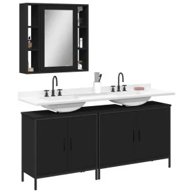 3-teiliges Badezimmermöbelset aus schwarzem Sperrholz von , Badezimmermöbel - Ref: Foro24-3214730, Preis: 168,38 €, Rabatt: %
