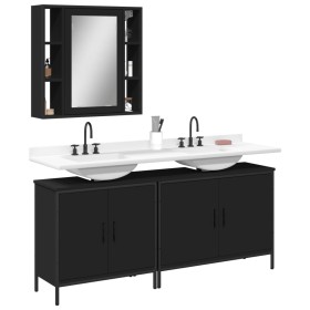 3-teiliges Badezimmermöbelset aus schwarzem Sperrholz von , Badezimmermöbel - Ref: Foro24-3214730, Preis: 171,48 €, Rabatt: %