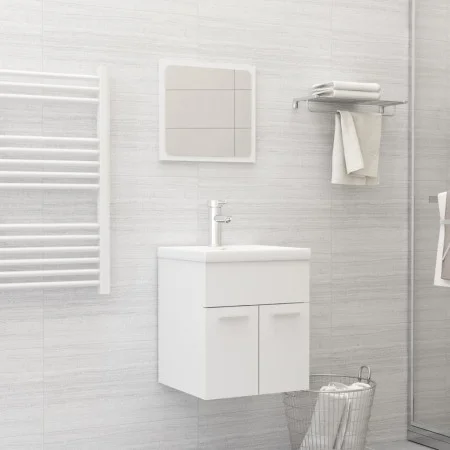 Set of white engineered wood bathroom furniture by , Bathroom furniture - Ref: Foro24-3070856, Price: 125,61 €, Discount: %