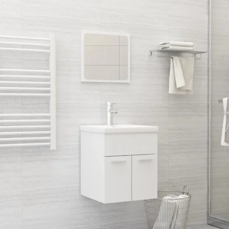 Zweiteiliges Badezimmermöbelset aus weißem Sperrholz. von , Badezimmermöbel - Ref: Foro24-804773, Preis: 47,32 €, Rabatt: %