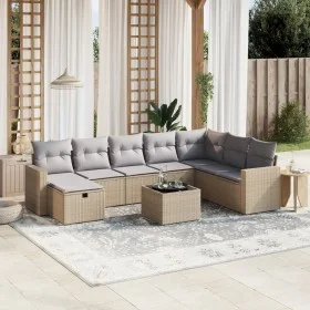 Juego de sofás jardín con cojines beige mezcla 9 pzas ratán PE by , Garden sets - Ref: Foro24-3263595, Price: 544,46 €, Disco...