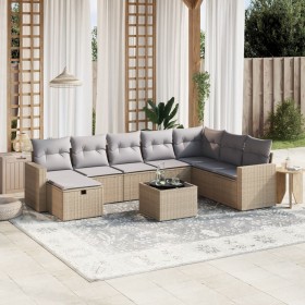 Juego de sofás jardín con cojines beige mezcla 9 pzas ratán PE by , Garden sets - Ref: Foro24-3263595, Price: 524,79 €, Disco...