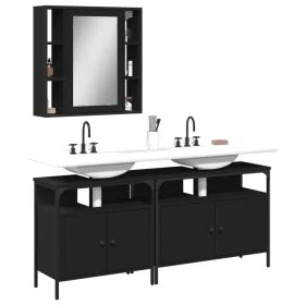 3-teiliges Badezimmermöbelset aus schwarzem Sperrholz von , Badezimmermöbel - Ref: Foro24-3214725, Preis: 178,81 €, Rabatt: %