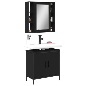 2-piece bathroom furniture set, black plywood by , Bathroom furniture - Ref: Foro24-3214720, Price: 121,47 €, Discount: %