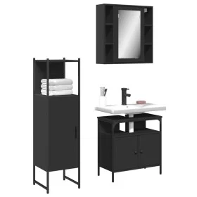 3-teiliges Badezimmermöbelset aus schwarzem Sperrholz von , Badezimmermöbel - Ref: Foro24-3214755, Preis: 167,19 €, Rabatt: %