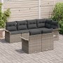Conjunto de sofá de jardín con cojín 7 pcs Gris Poliratán
