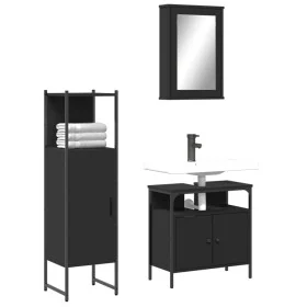 3-teiliges Badezimmermöbelset aus schwarzer Sperrholz. von , Badezimmermöbel - Ref: Foro24-3214815, Preis: 149,64 €, Rabatt: %