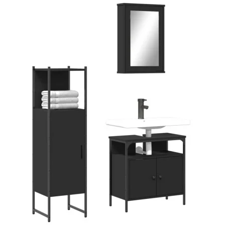 Juego de muebles de baño 3 pzas madera contrachapada negro de , Muebles de baño - Ref: Foro24-3214815, Precio: 149,34 €, Desc...