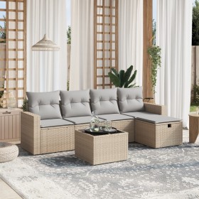 Gartensitzgruppe mit beigen Kissen, 6-teilig, aus PE-Rattan. von , Gartensets - Ref: Foro24-3263475, Preis: 354,66 €, Rabatt: %