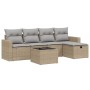 Garden sofa set with beige mixed cushions, 6 pieces, PE rattan. by , Garden sets - Ref: Foro24-3263475, Price: 354,66 €, Disc...