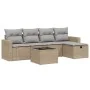Gartensitzgruppe mit beigen Kissen, 6-teilig, aus PE-Rattan. von , Gartensets - Ref: Foro24-3263475, Preis: 355,06 €, Rabatt: %