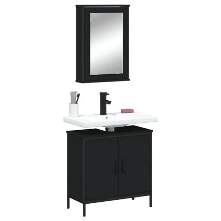 Badezimmermöbel-Set, 2-teilig, Sperrholz, Schwarz von , Badezimmermöbel - Ref: Foro24-3214780, Preis: 100,09 €, Rabatt: %