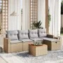 Garden sofa set with beige mixed cushions, 6 pieces, PE rattan. by , Garden sets - Ref: Foro24-3264832, Price: 345,53 €, Disc...