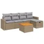 Garden sofa set with beige mixed cushions, 6 pieces, PE rattan. by , Garden sets - Ref: Foro24-3264832, Price: 345,53 €, Disc...