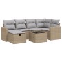 Garden sofa set with beige mixed cushions, 7 pieces, PE rattan. by , Garden sets - Ref: Foro24-3263495, Price: 438,18 €, Disc...
