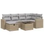 Garden sofa set with beige mixed cushions, 7 pieces, PE rattan. by , Garden sets - Ref: Foro24-3263495, Price: 429,71 €, Disc...