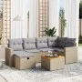 Garden sofa set with beige mixed cushions, 7 pieces, PE rattan. by , Garden sets - Ref: Foro24-3264839, Price: 418,90 €, Disc...