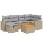 Garden sofa set with beige mixed cushions, 7 pieces, PE rattan. by , Garden sets - Ref: Foro24-3264839, Price: 418,90 €, Disc...