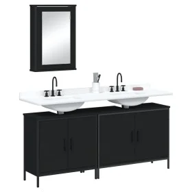 3-teiliges Badezimmermöbelset aus schwarzer Sperrholzholzplatte. von , Badezimmermöbel - Ref: Foro24-3214790, Preis: 150,73 €...