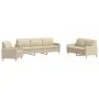 3-piece sofa set in cream-colored fabric by , Sofas - Ref: Foro24-3278289, Price: 620,92 €, Discount: %