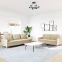 Juego de sofás 2 piezas tela color crema by , Sofas - Ref: Foro24-3278321, Price: 491,78 €, Discount: %