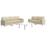 Juego de sofás con cojines 2 piezas tela crema by , Sofas - Ref: Foro24-3278337, Price: 523,14 €, Discount: %