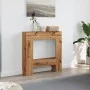 Kaminholzregal aus Eichen-Ingenieurholz, handgefertigt, 81x18x82 cm. von , Zubehör für Holzöfen und Kamine - Ref: Foro24-8546...