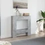 Kaminumrandung aus grauem Beton-Ingenieurholz, 81x18x82 cm. von , Zubehör für Holzöfen und Kamine - Ref: Foro24-854601, Preis...
