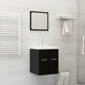 Zweiteiliges Badezimmermöbelset aus schwarzer Sperrholz. von , Badezimmermöbel - Ref: Foro24-804774, Preis: 53,41 €, Rabatt: %