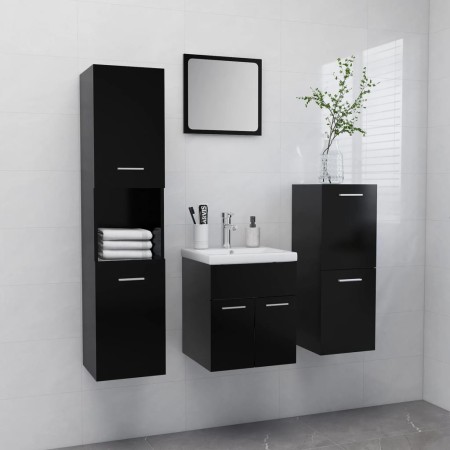 Badezimmerschrank-Set aus schwarzer Holzwerkstoffplatte von , Badezimmermöbel - Ref: Foro24-3070902, Preis: 153,31 €, Rabatt: %