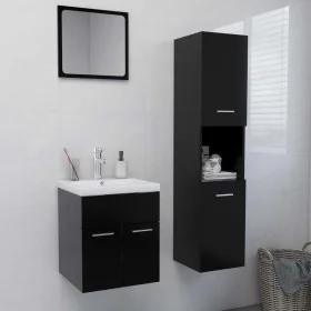 Badezimmerschrank-Set aus schwarzer Holzwerkstoffplatte von , Badezimmermöbel - Ref: Foro24-3071127, Preis: 192,73 €, Rabatt: %
