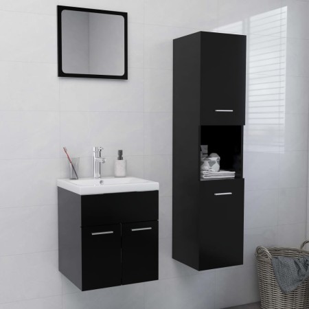 Juego de muebles de baño madera de ingeniería negro de , Muebles de baño - Ref: Foro24-3071127, Precio: 192,80 €, Descuento: %