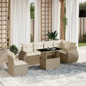 Garden furniture set, 7 pieces, with beige synthetic rattan cushions. by , Garden sets - Ref: Foro24-3268568, Price: 568,46 €...
