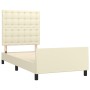 Estructura de cama sin colchón cuero sintético crema 90x200 cm