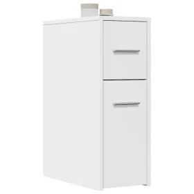 Schmaler Badezimmerschrank auf Rollen aus weißem Holzwerkstoff von , Schließfächer und Lagerschränke - Ref: Foro24-855277, Pr...