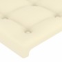 Estructura de cama sin colchón cuero sintético crema 90x200 cm