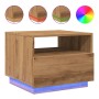 Handcrafted oak coffee table with LED lights 50x49x40 cm by , Coffee table - Ref: Foro24-857709, Price: 83,66 €, Discount: %