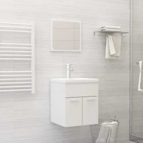 Badezimmermöbel-Set, 2-teilig, aus weißem glänzendem Sperrholz. von , Badezimmermöbel - Ref: Foro24-804779, Preis: 46,28 €, R...