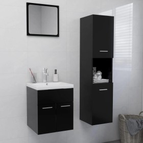 Badezimmerschrank-Set aus schwarzer Holzwerkstoffplatte von , Badezimmermöbel - Ref: Foro24-3071397, Preis: 238,95 €, Rabatt: %