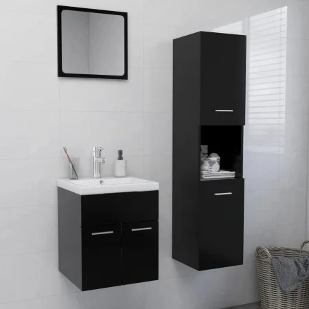 Engineered wood black bathroom furniture set by , Bathroom furniture - Ref: Foro24-3071397, Price: 228,74 €, Discount: %
