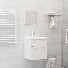 Badezimmerschrank-Set aus glänzend weißem Holzwerkstoff von , Badezimmermöbel - Ref: Foro24-3070862, Preis: 124,76 €, Rabatt: %
