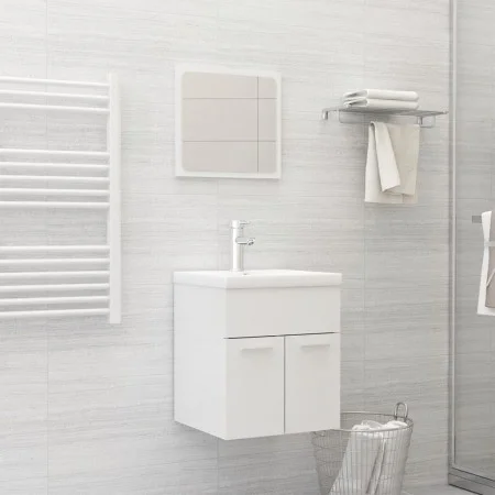 Badezimmerschrank-Set aus glänzend weißem Holzwerkstoff von , Badezimmermöbel - Ref: Foro24-3070862, Preis: 123,27 €, Rabatt: %