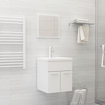 Badezimmerschrank-Set aus glänzend weißem Holzwerkstoff von , Badezimmermöbel - Ref: Foro24-3070862, Preis: 124,76 €, Rabatt: %
